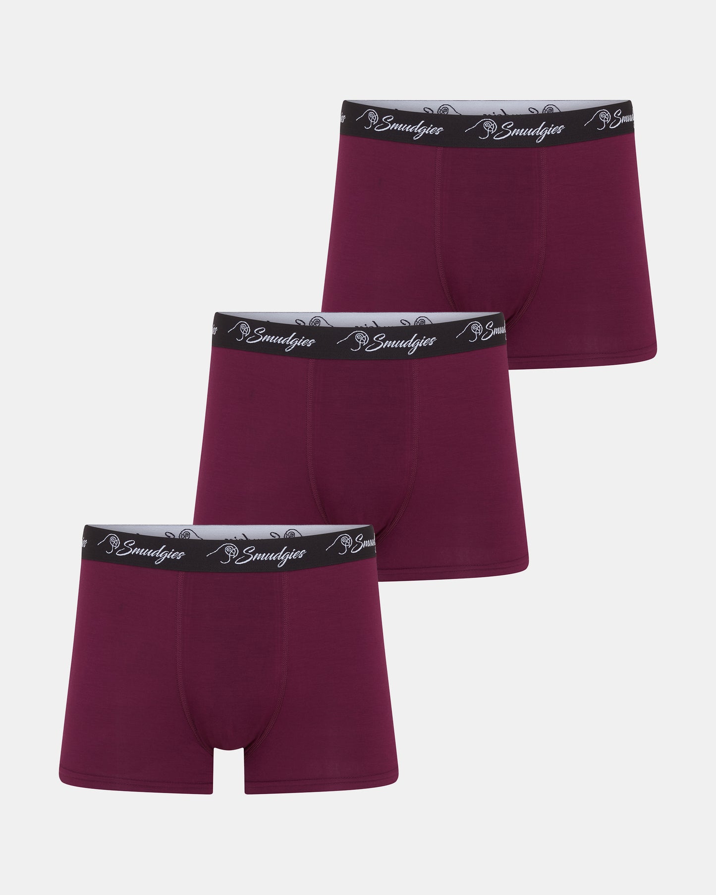 Smudgies Premium Lightweight Bamboo Boxer Short, Merlot - 3 Pack