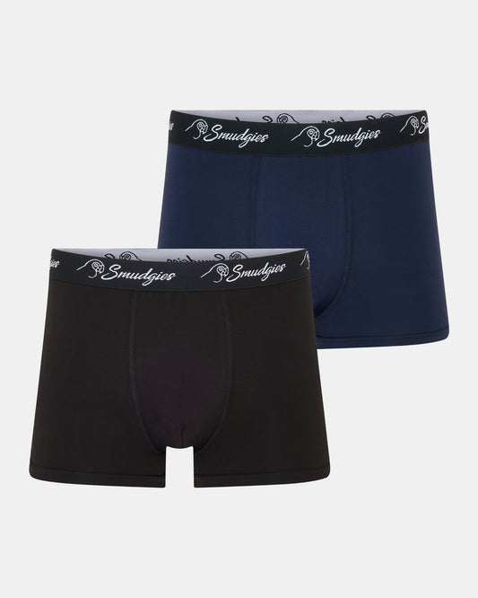 Smudgies Premium Midweight Bamboo Boxer Short, Midnight & Black - 2 Pack
