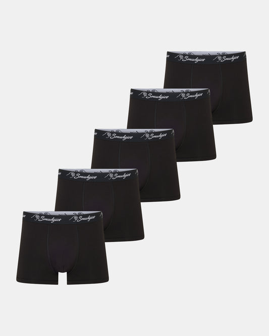 Smudgies Premium Midweight Bamboo Boxer Short, Black - 5 Pack