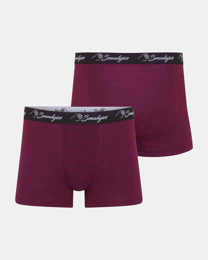 Smudgies Premium Lightweight Bamboo Boxer Short, Merlot - Single